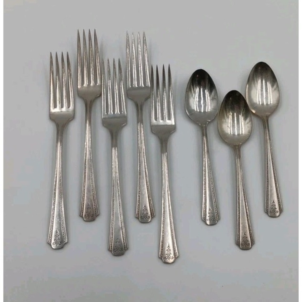 8pc JEAN Oneida Senate Silver Silverplate 1932 Silver Plate Flatware Lot